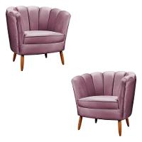 Kit 2 Poltronas Decorativa Ariel Petala Veludo Lilás - 1