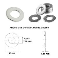 Arruela Lisa Zincada 1-4 100 Peças - 4