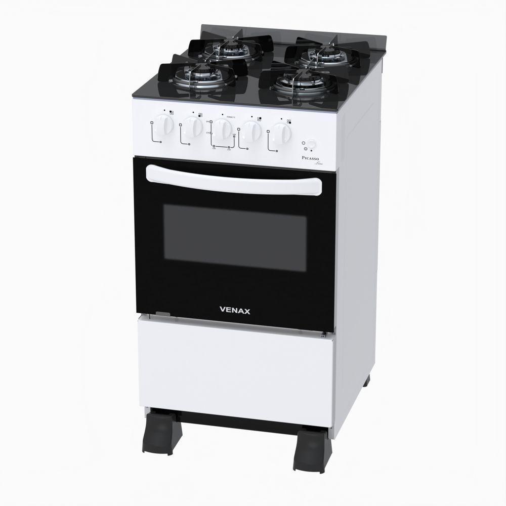 Fogão 4 Bocas Venax Picasso Line Mesa De Vidro Branco Bivolt - 2