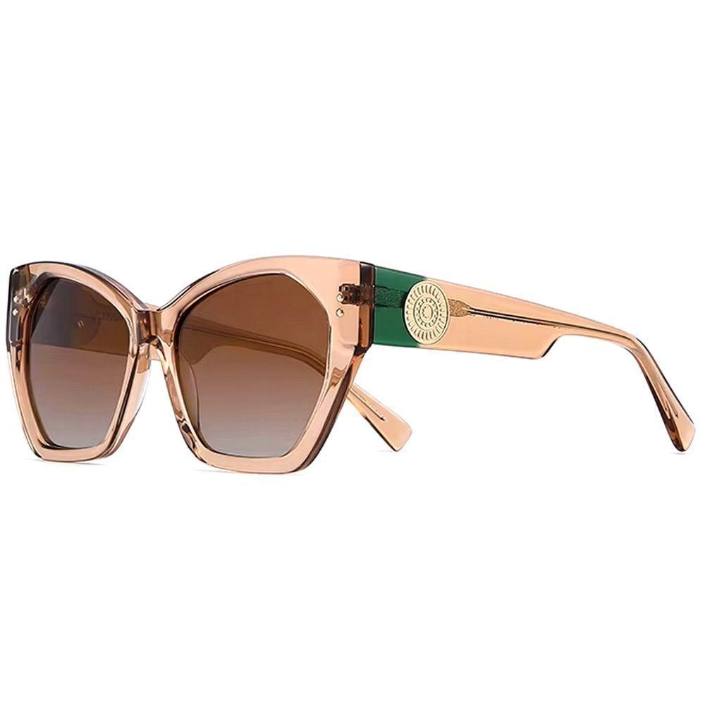 Óculos Polarizados Feminino Borboleta Design Fahion Retangular Com Proteção Uv400 Marrom - 1