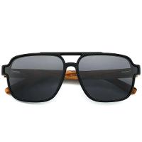 Óculos De Sol Unissex Quadrado Design Madeira Polarizado Com Proteção Uv400 Preto Cinza - 4