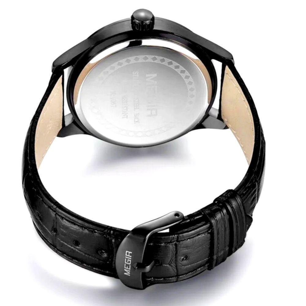 Relogio Analógico Masculino Esportivo Design Criativo A Prova Da Água 3atm Preto Dourado - 2