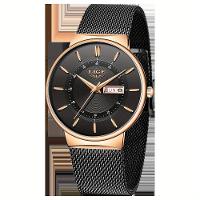 Relógio De Quartzo Lige Com Pulseira De Aço Inoxidável Dourado - 3