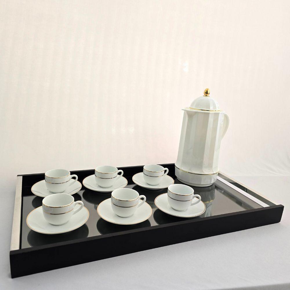 Conjunto Xícaras Com Pires Cafezinho 90ml 12 Peças - Fio Dourado - 2