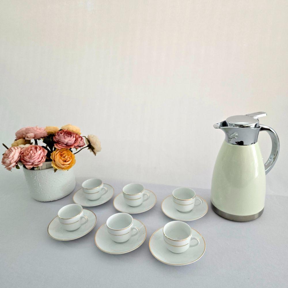 Conjunto Xícaras Com Pires Cafezinho 90ml 12 Peças - Fio Dourado - 3