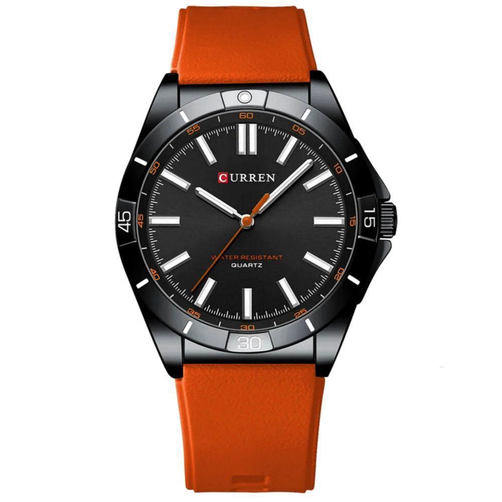 Relógio De Pulso Masculino De Quartzo Luminoso Pulseira De Silicone Impermeável 3atm Marrom - 1