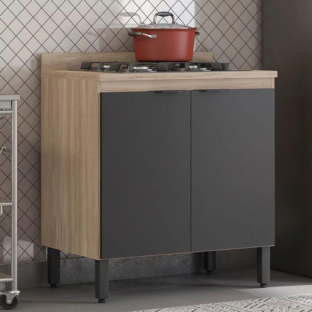 Balcão Firenze 2 Portas 80cm Com Tampo Mdp Demóbile Avena Grafito - 4