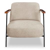 Kit 2 Poltronas Decorativa Eros Linho Bouclê Com Base De Ferro Preto SSX Multicoisas Bege Dourado - 7