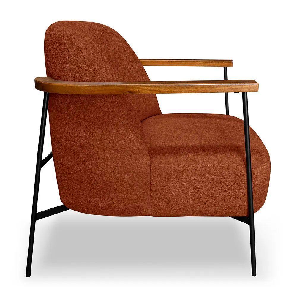 Kit 2 Poltronas Decorativa Eros Linho Bouclê Com Base De Ferro Preto SSX Multicoisas Marrom - 5