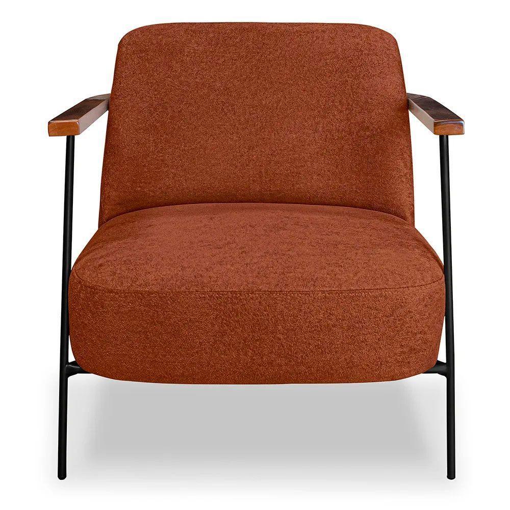 Kit 2 Poltronas Decorativa Eros Linho Bouclê Com Base De Ferro Preto SSX Multicoisas Marrom - 6