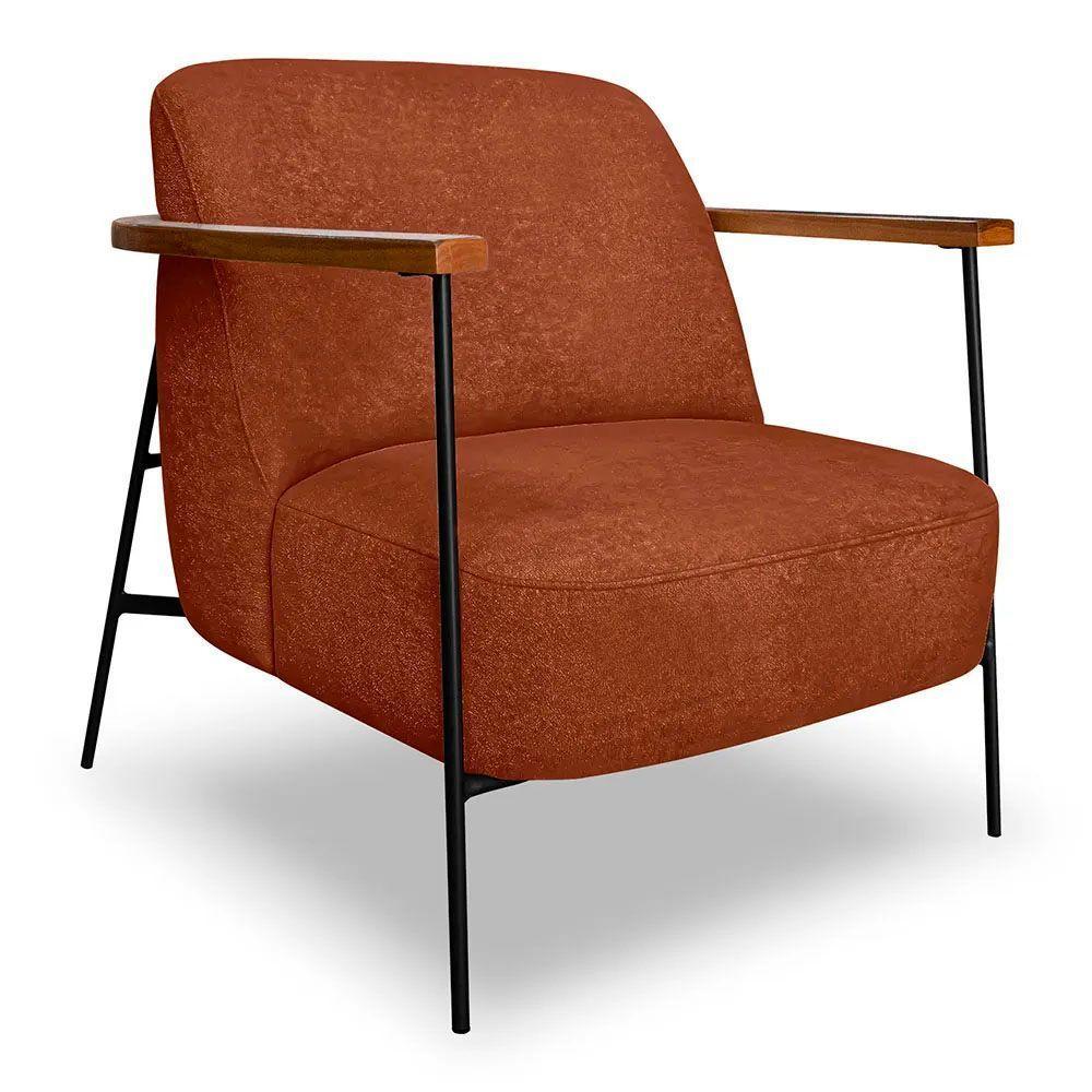 Kit 2 Poltronas Decorativa Eros Linho Bouclê Com Base De Ferro Preto SSX Multicoisas Marrom - 7