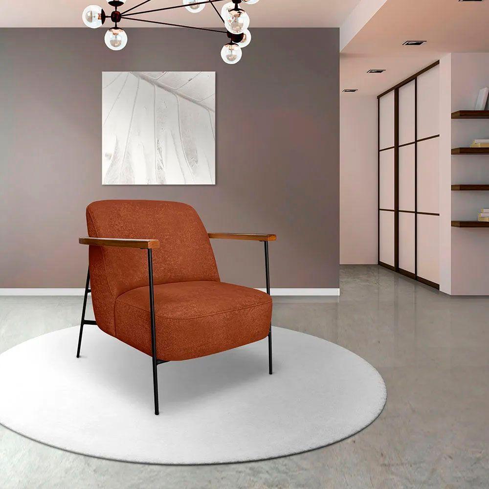 Kit 2 Poltronas Decorativa Eros Linho Bouclê Com Base De Ferro Preto SSX Multicoisas Marrom - 9