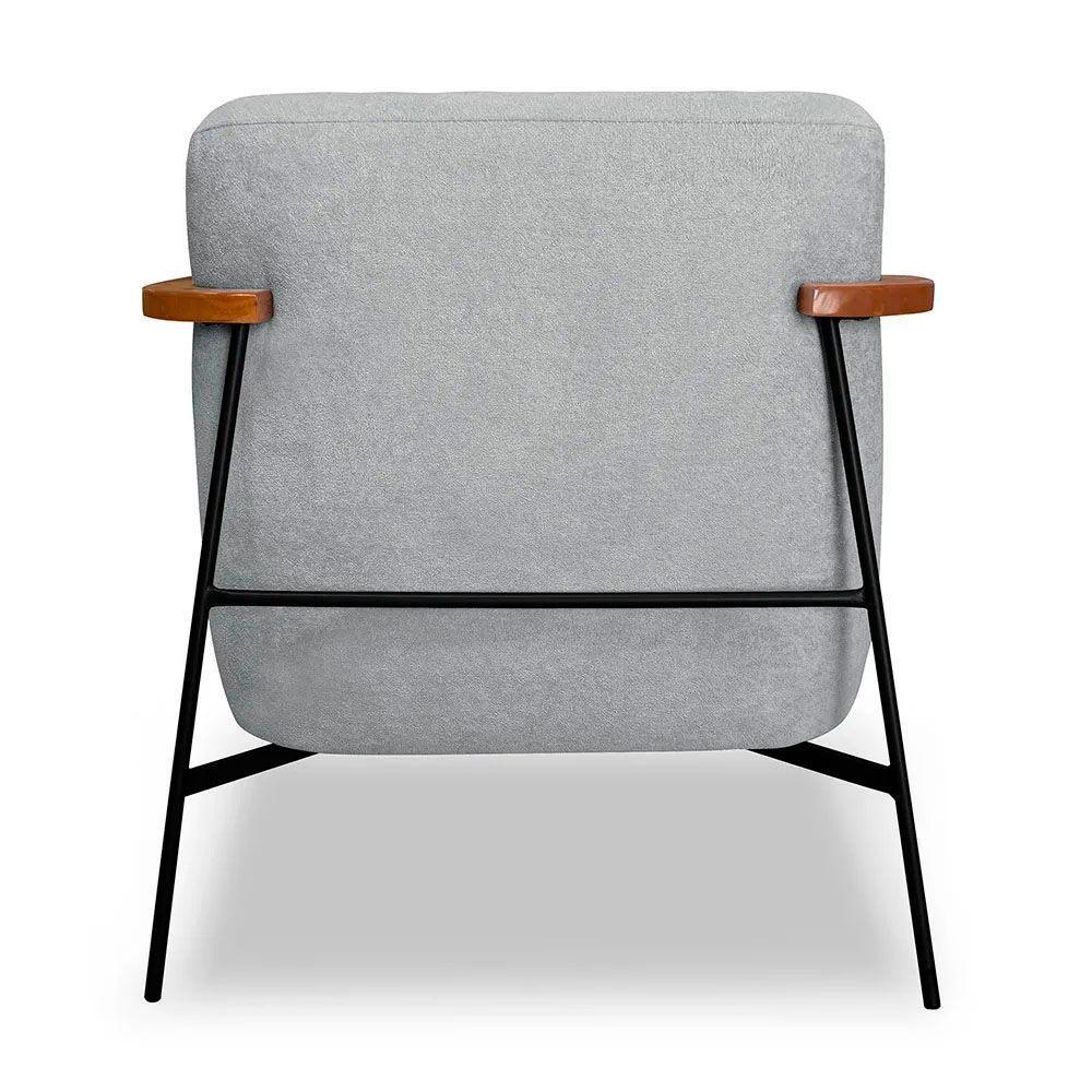Kit 2 Poltronas Decorativa Eros Linho Bouclê Com Base De Ferro Preto SSX Multicoisas Cinza Claro - 5