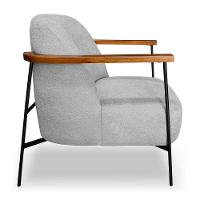 Kit 2 Poltronas Decorativa Eros Linho Bouclê Com Base De Ferro Preto SSX Multicoisas Cinza Claro