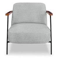 Kit 2 Poltronas Decorativa Eros Linho Bouclê Com Base De Ferro Preto SSX Multicoisas Cinza Claro - 7