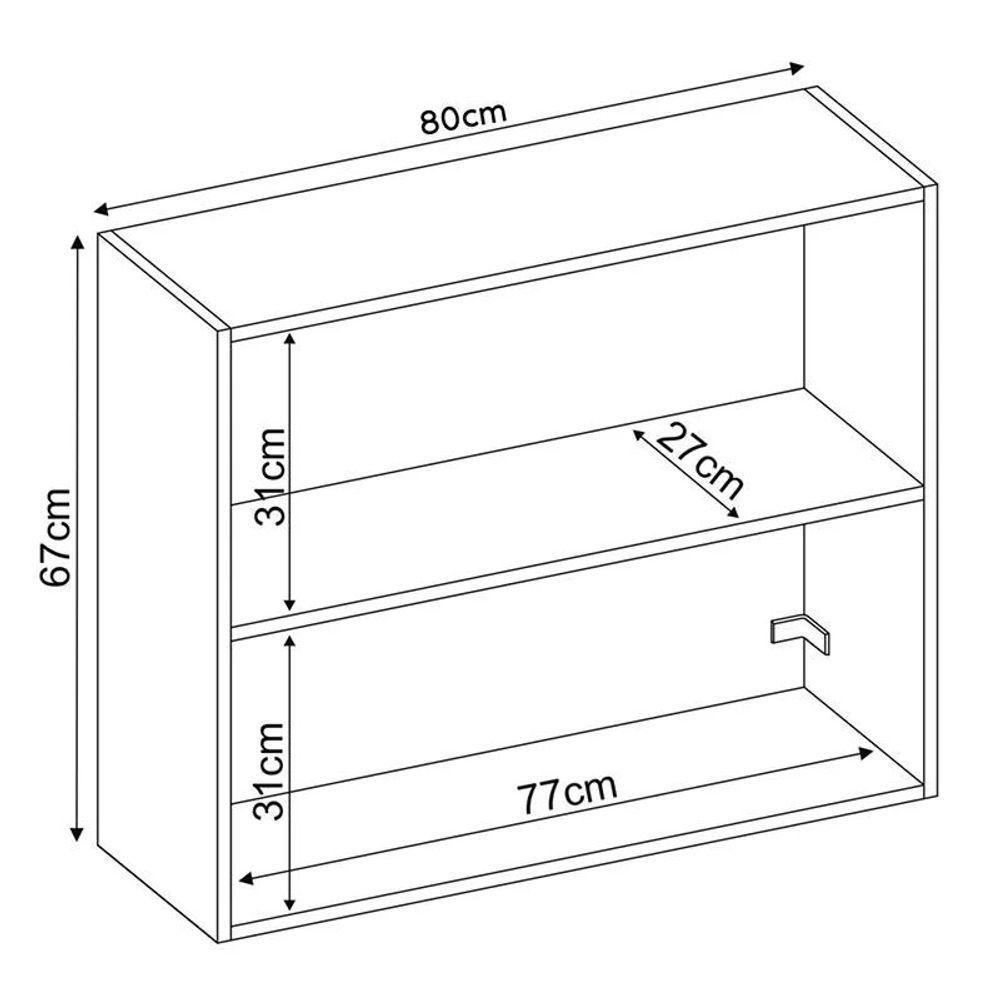 Armário Aéreo Firenze 2 Portas 80cm Demóbile Amêndola Nude Prime - 2