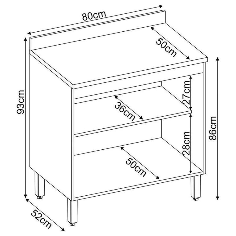 Balcão Firenze 2 Portas 80cm Com Tampo Mdp Demóbile Amêndola Nude Prime - 2