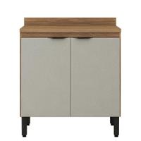 Balcão Firenze 2 Portas 80cm Com Tampo Mdp Demóbile Amêndola Nude Prime - 1
