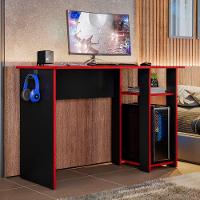 Mesa Computador Gamer 108 Cm Slim Com Suporte SSX Multicoisas Preto Vermelho - 3