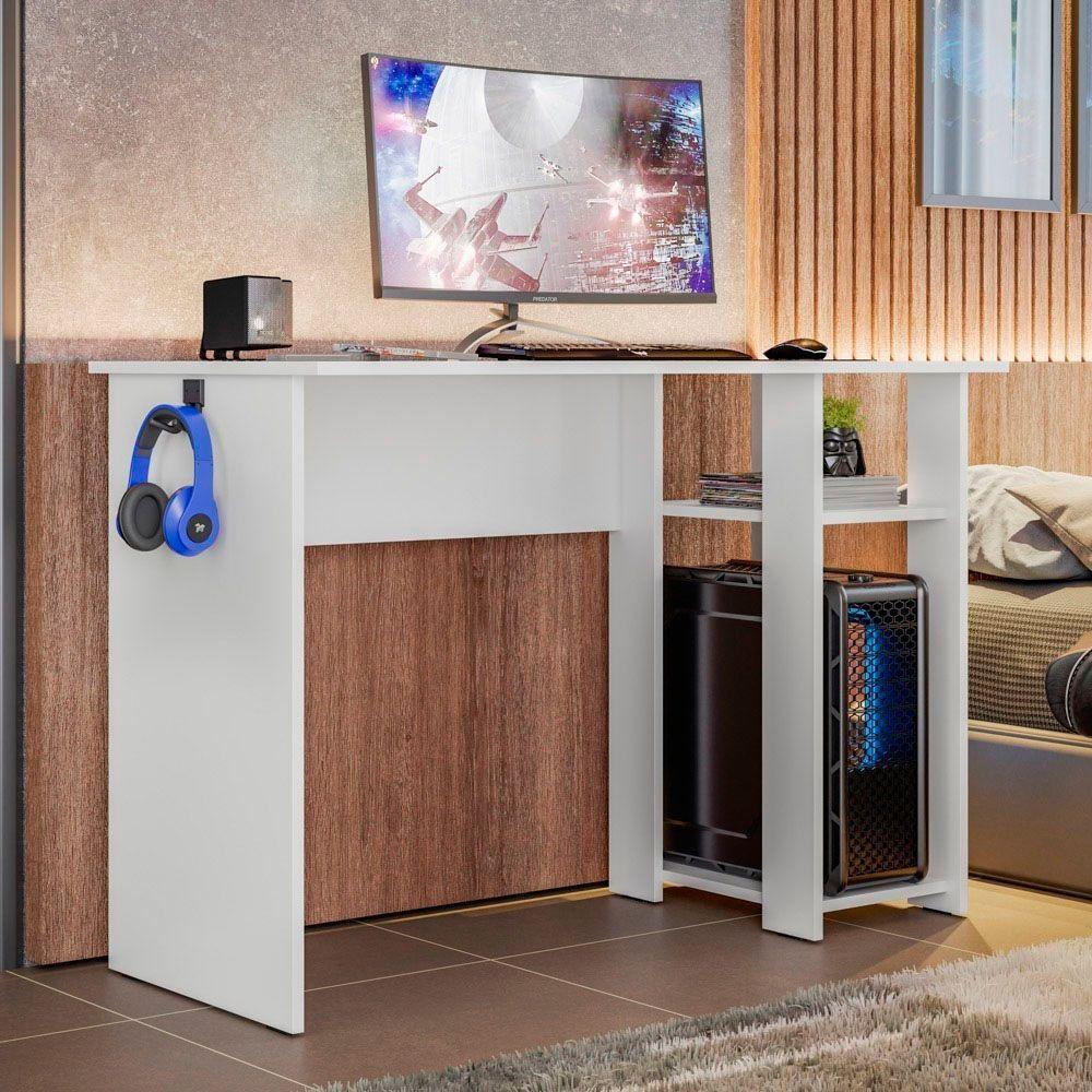 Mesa Computador Gamer 108 Cm Slim Com Suporte SSX Multicoisas Branco - 3