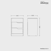 Mesa De Cabeceira 2 Gavetas Sem Pés Sole Albatroz Nature Titanium - 2