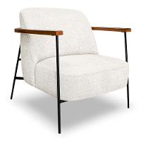 Poltrona Decorativa Eros Linho Bouclê Com Base De Ferro Preto SSX Multicoisas Bege - 1