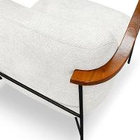 Poltrona Decorativa Eros Linho Bouclê Com Base De Ferro Preto SSX Multicoisas Bege