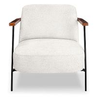 Poltrona Decorativa Eros Linho Bouclê Com Base De Ferro Preto SSX Multicoisas Bege - 5