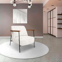 Poltrona Decorativa Eros Linho Bouclê Com Base De Ferro Preto SSX Multicoisas Bege - 6