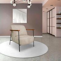 Poltrona Decorativa Eros Linho Bouclê Com Base De Ferro Preto SSX Multicoisas Bege Dourado - 6