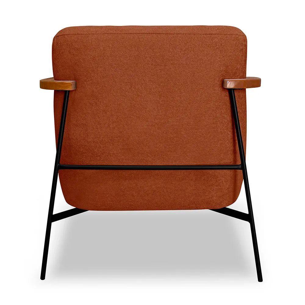 Poltrona Decorativa Eros Linho Bouclê Com Base De Ferro Preto SSX Multicoisas Marrom - 3