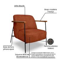 Poltrona Decorativa Eros Linho Bouclê Com Base De Ferro Preto SSX Multicoisas Marrom - 2