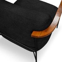 Poltrona Decorativa Eros Linho Bouclê Com Base De Ferro Preto SSX Multicoisas Preto - 3