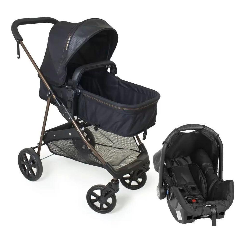 Travel System Galzerano Carrinho De Bebê Napoli Preto Com Cobre - 2