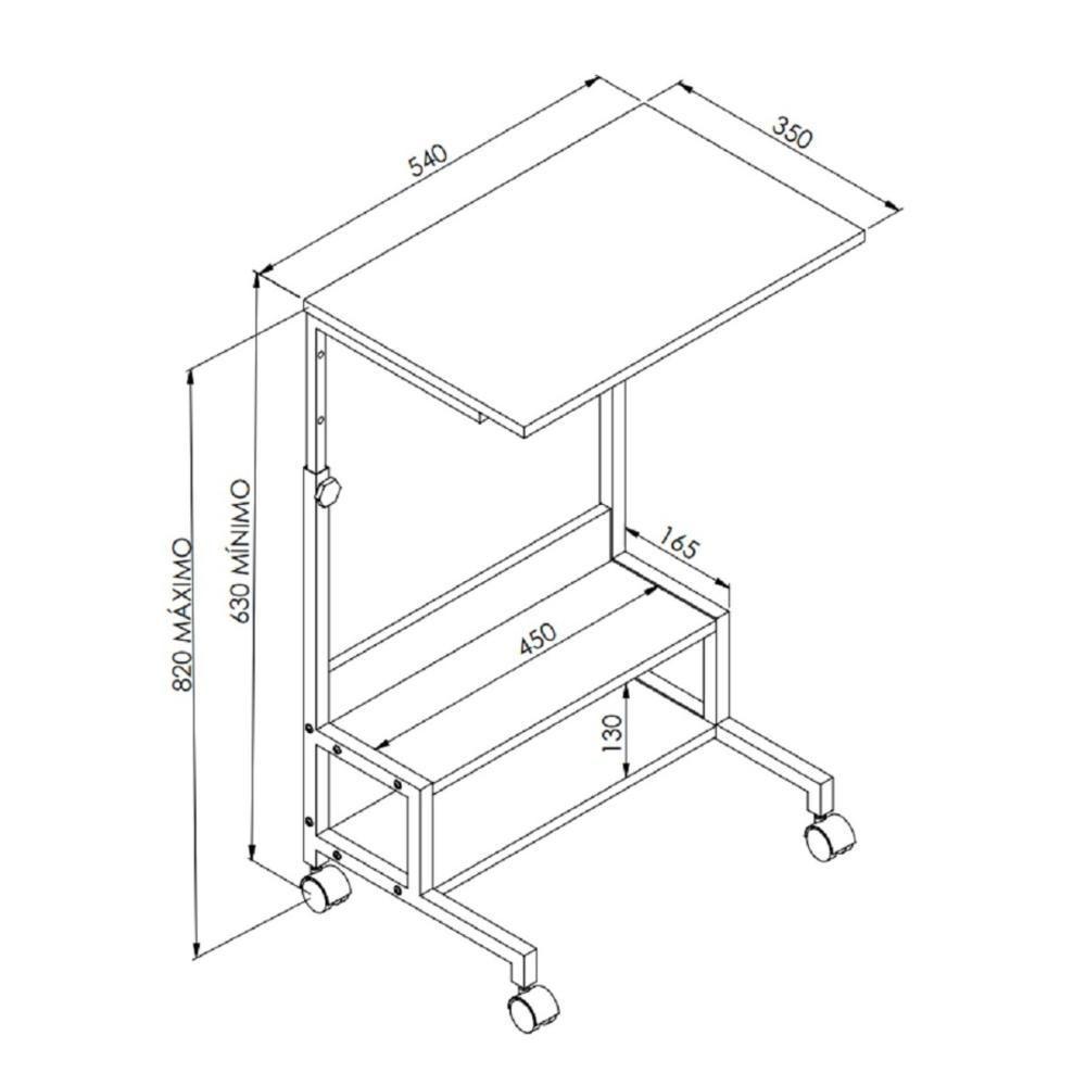 Mesa Auxiliar De Trabalho Com Regulagem De Altura E Rodízios Artetube - 4