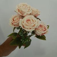Flor Artificial Buquê Com 5 Rosas 30cm
