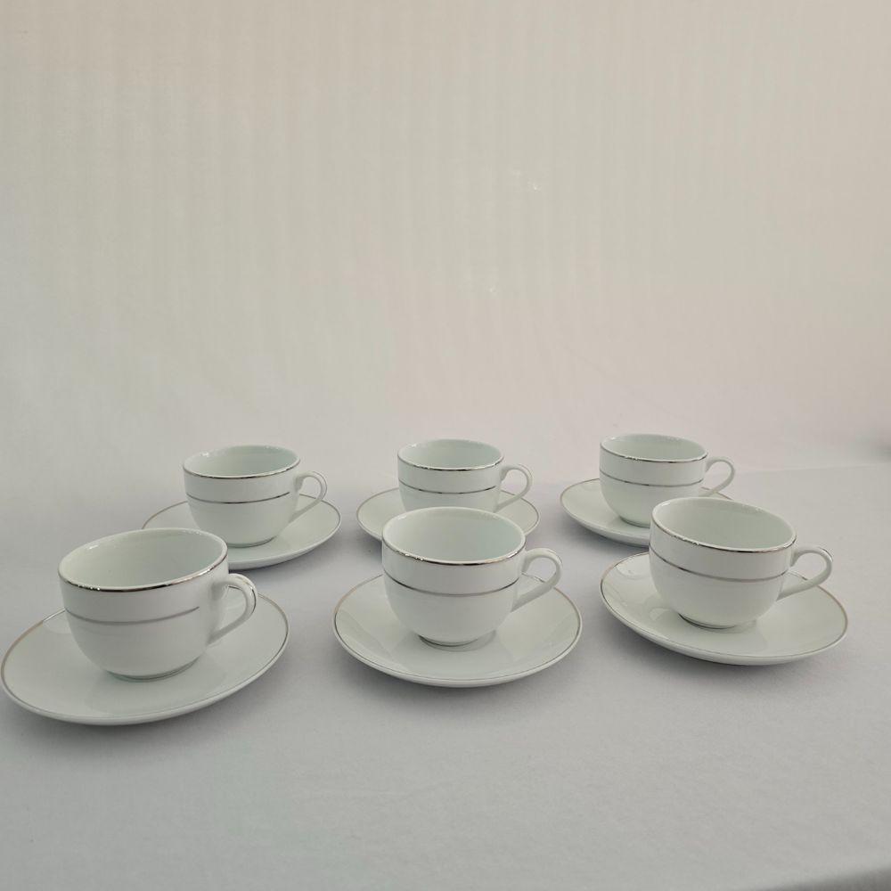 Conjunto Xícaras Com Pires Chá 220ml 12 Peças Fio Prata Duplo - 2