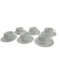 Conjunto Xícaras Com Pires Chá 220ml 12 Peças Fio Prata Duplo - 1