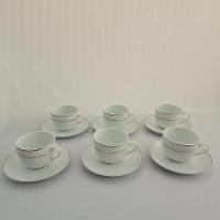 Conjunto Xícaras Com Pires Chá 220ml 12 Peças Fio Prata Duplo - 6