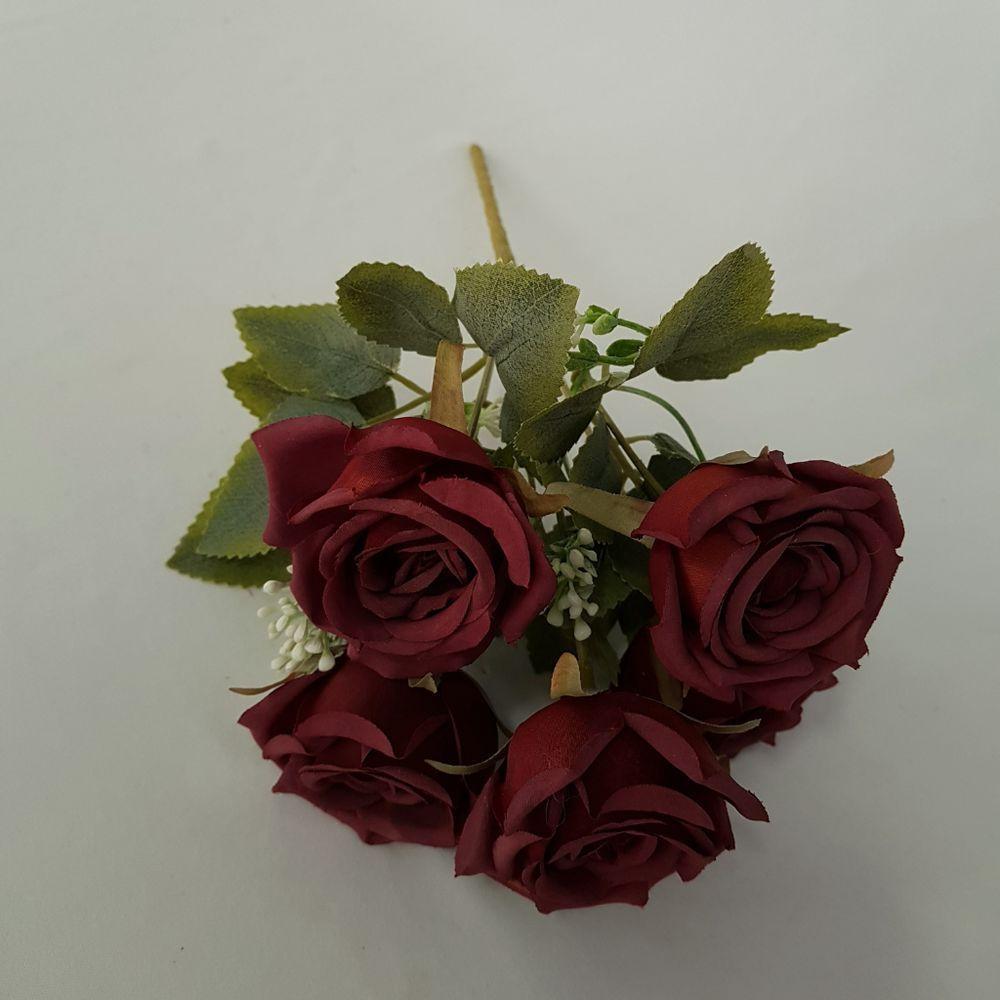 Flor Artificial Buquê Com 5 Rosas 30cm - 3