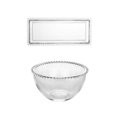 Kit Travessa + Saladeira Pearl Bolinha Wolff Transparente
