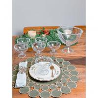 Combo Sobremesa - 1 Taça Grande + 6 Taças Pequenas Pearl Bolinha Wolff Transparente - 3