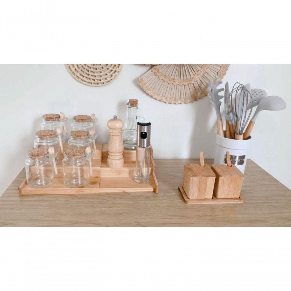 Kit 6 Potes Temperos Com Tampa Rolha E Colher - 6