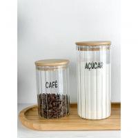 Pote De Vidro Canelado Com Tampa Bambu Wolff 1,1 Litros
