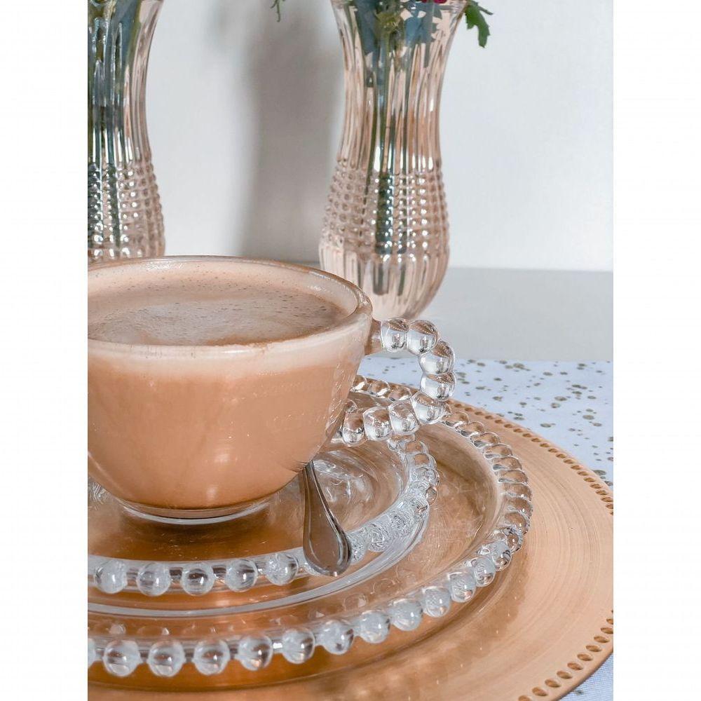 Conjunto 4 Xícaras De Chá Com Pires Pearl Wolff 180 Ml Transparente - 2