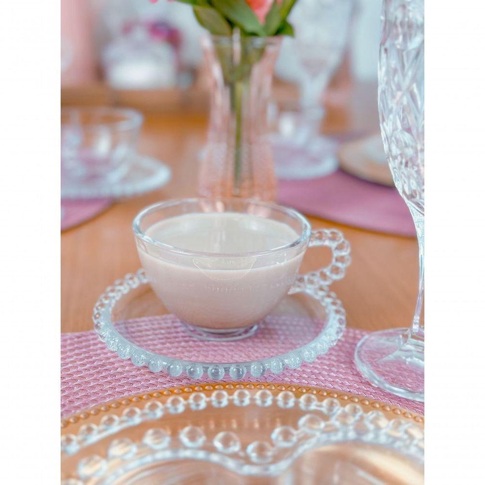 Conjunto 4 Xícaras De Chá Com Pires Pearl Wolff 180 Ml Transparente - 4