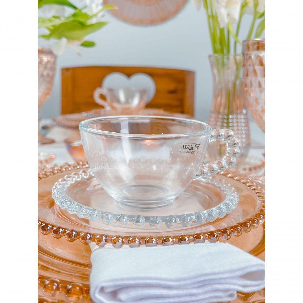 Conjunto 4 Xícaras De Chá Com Pires Pearl Wolff 180 Ml Transparente - 9