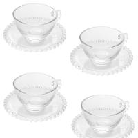 Conjunto 4 Xícaras De Chá Com Pires Pearl Wolff 180 Ml Transparente - 1