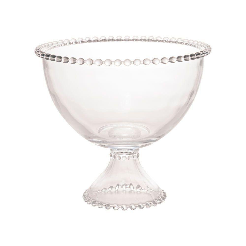 Saladeira Com Pé Cristal Pearl 21 Cm X 19 Cm Wolff Transparente - 1