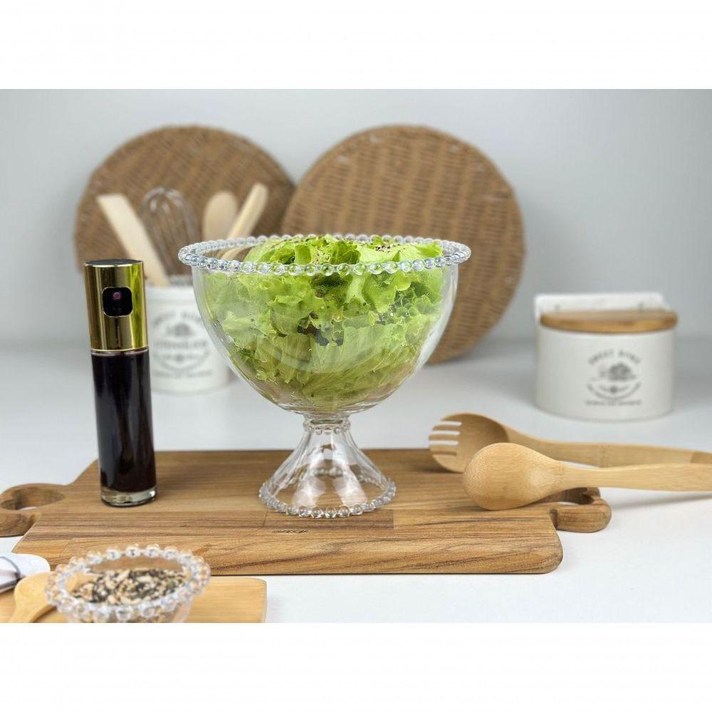 Saladeira Com Pé Cristal Pearl 21 Cm X 19 Cm Wolff Transparente - 3
